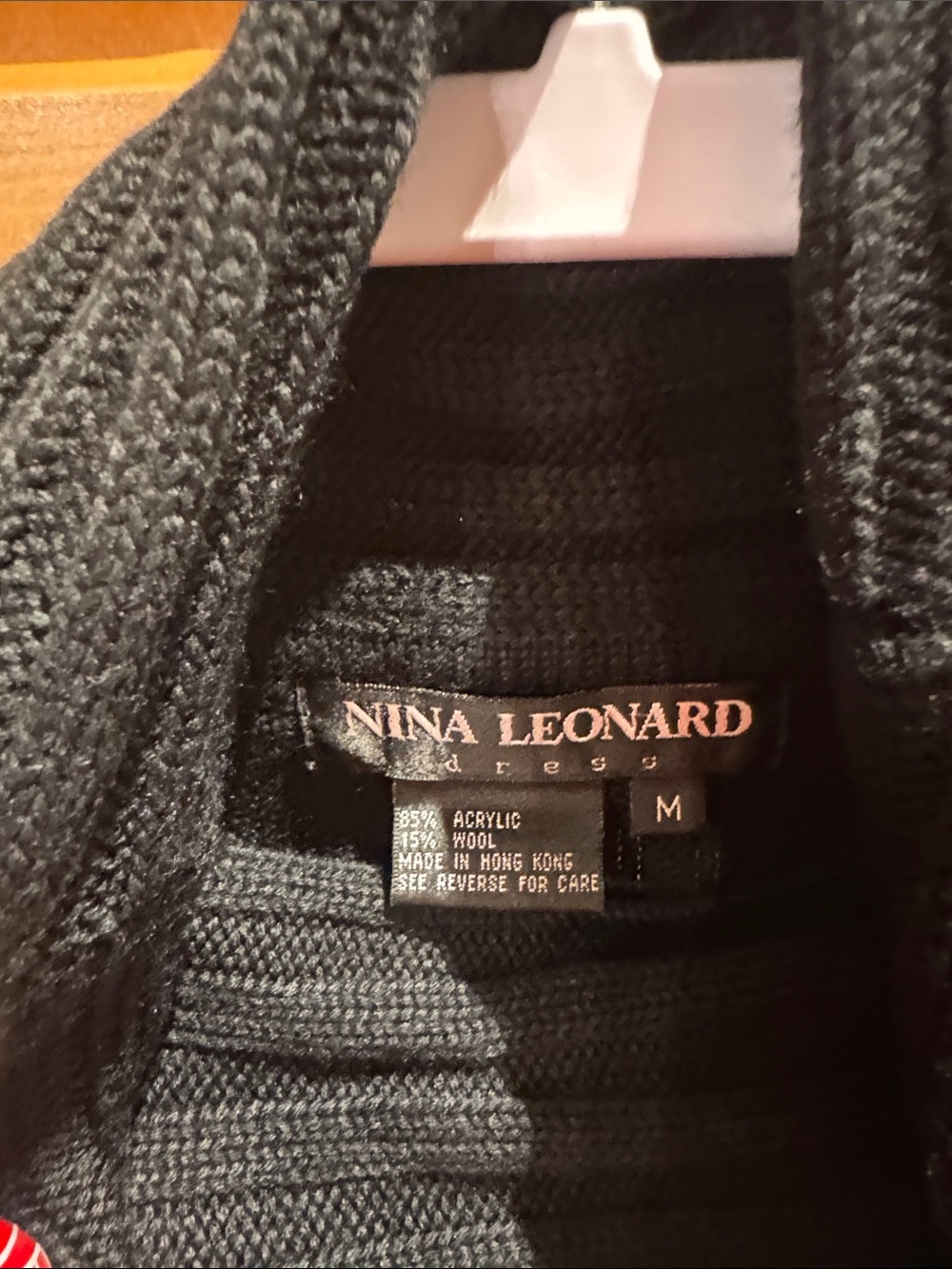 Nina Leonard Black Ribbed Knit Cardigan